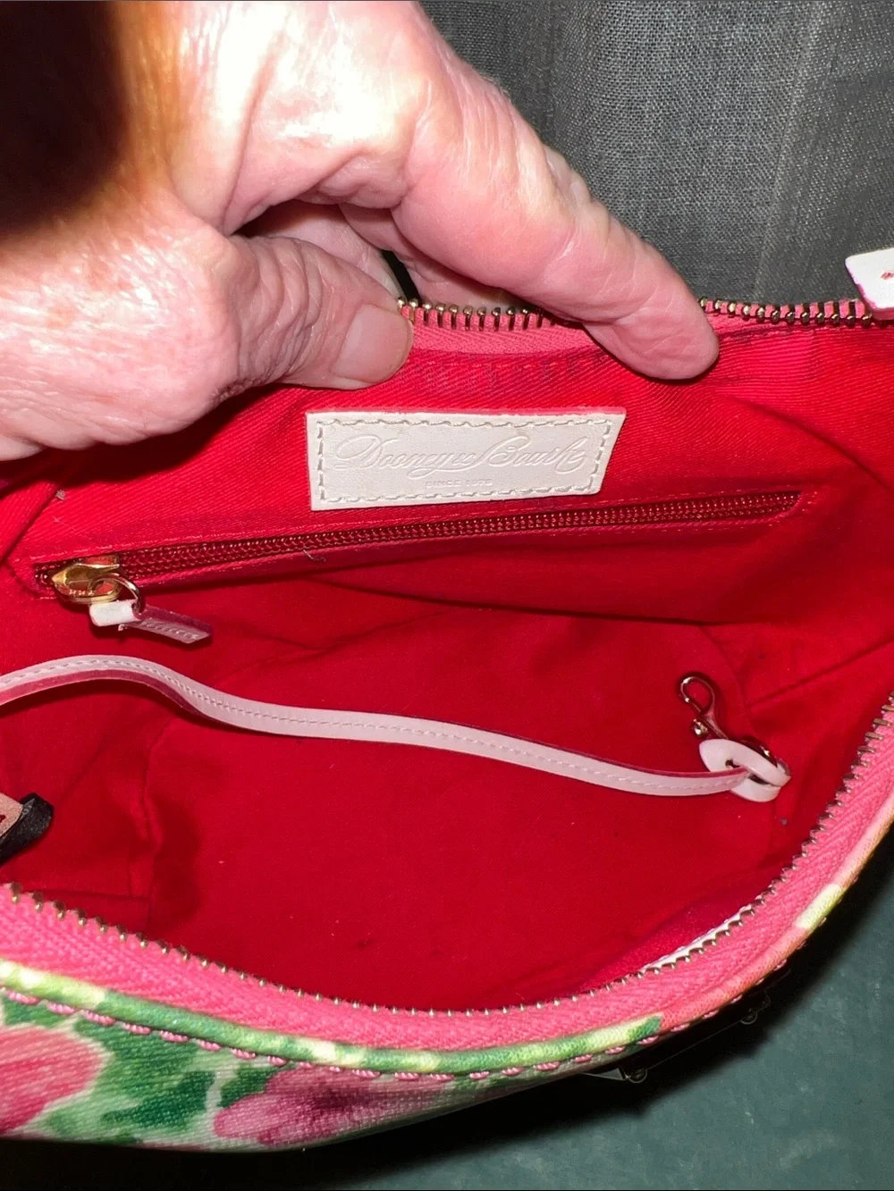 Dooney & Bourke Pink and Green Floral Shoulder Bag like new